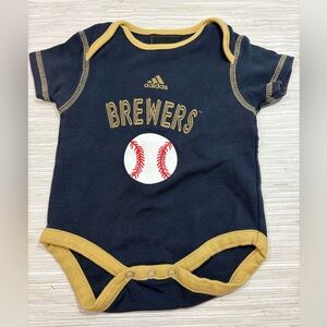 ADIDAS Brewers 3-6 MONTHS ✨ Navy and Gold baseball Infant Bodysuit EUC